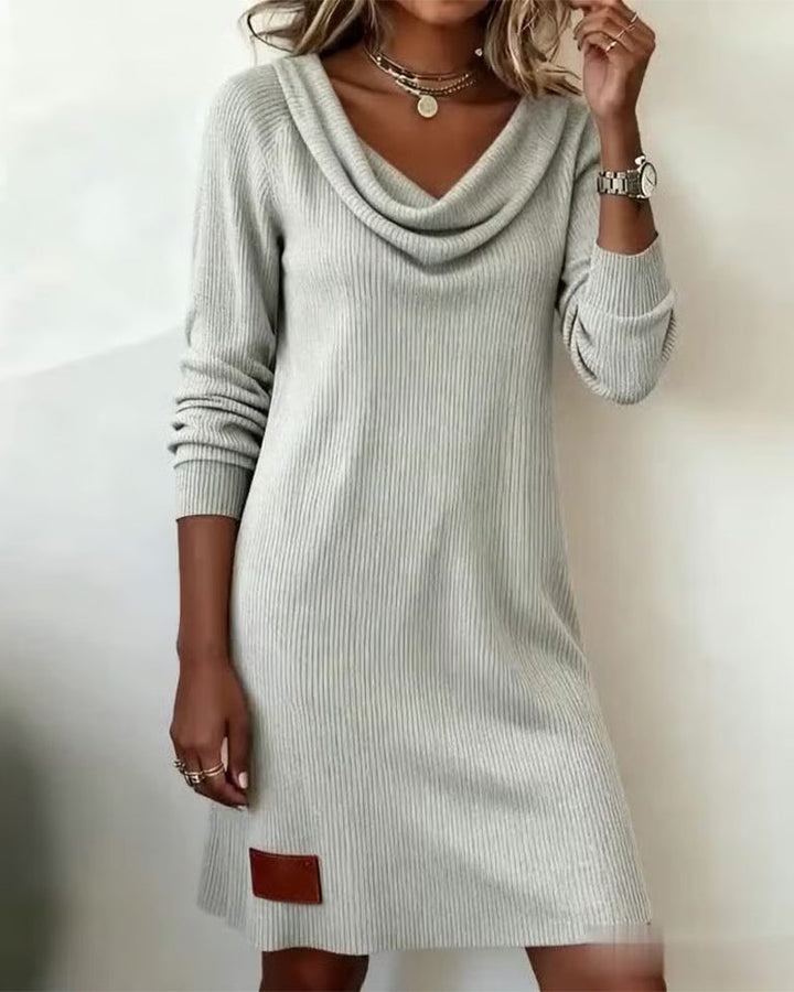 Alison | High Collar Straight Dress with Long Sleeves